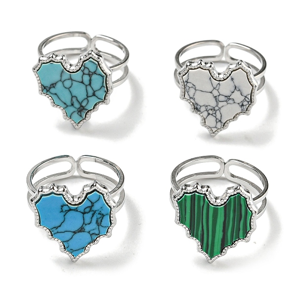 PandaHall 304 Stainless Steel Open Cuff Rings, Synthetic Malachite & Turquoise Heart Finger Rings for Women Men, Stainless Steel Color...
PandaHall 304 Stainless Steel Open Cuff Rings, Synthetic Malachite & Turquoise Heart Finger Rings for Women Men, Stainless Steel Color...