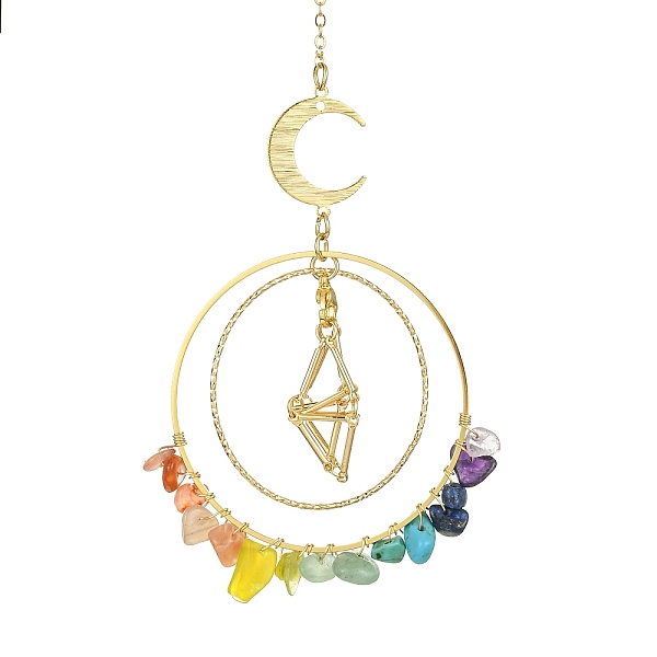 PandaHall Brass Linking Rings Suncatchers, with Chip Gemstone Beads and 304 Stainless Steel Lobster Claw Clasps, 243mm Mixed Stone Ring
PandaHall Brass Linking Rings Suncatchers, with Chip Gemstone Beads and 304 Stainless Steel Lobster Claw Clasps, 243mm Mixed Stone Ring