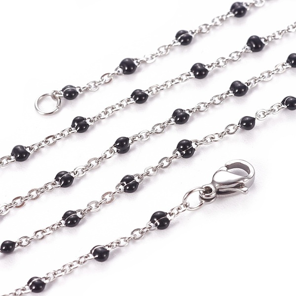 PandaHall 304 Stainless Steel Cable Chain Necklaces, with Enamel Links and Lobster Claw Clasps, Solder, Black, 17.7 inch(45cm), 1.7~2.5mm...
PandaHall 304 Stainless Steel Cable Chain Necklaces, with Enamel Links and Lobster Claw Clasps, Solder, Black, 17.7 inch(45cm), 1.7~2.5mm...