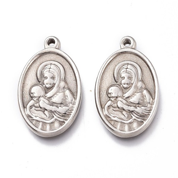 PandaHall 201 Stainless Steel Pendants, Oval with Virgin and Child, Stainless Steel Color, 23x14x3mm, Hole: 1.6mm 201 Stainless Steel Oval
PandaHall 201 Stainless Steel Pendants, Oval with Virgin and Child, Stainless Steel Color, 23x14x3mm, Hole: 1.6mm 201 Stainless Steel Oval