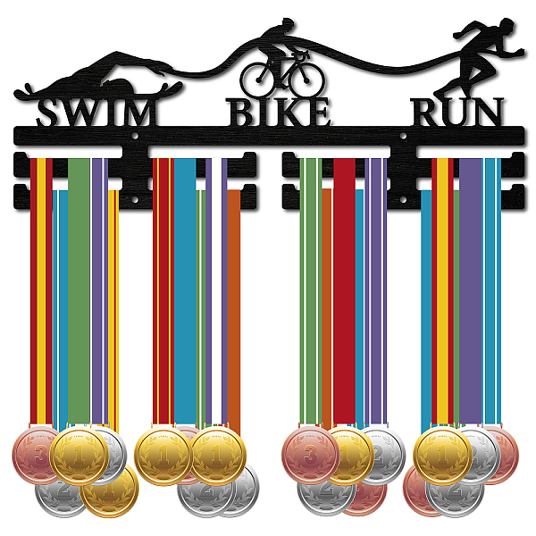PandaHall Fashion Wood Medal Hanger Holder, 2 Line Display Wall Rack, with Screws & Anchor Plug, Word Swim, Bike and Ru, Black, 150x400x7mm...
PandaHall Fashion Wood Medal Hanger Holder, 2 Line Display Wall Rack, with Screws & Anchor Plug, Word Swim, Bike and Ru, Black, 150x400x7mm...