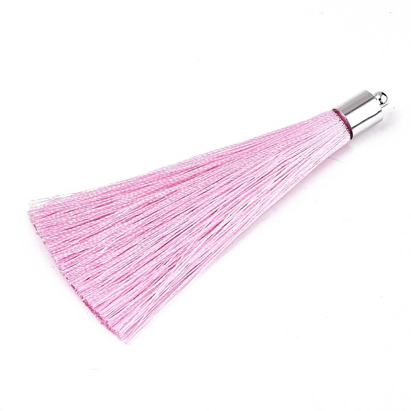 PandaHall Fiber Tassel Big Pendant Decorations, with Platinum Plated Brass Finding, Pearl Pink, 70~73x7~25mm, Hole: 1.8mm Fibre
PandaHall Fiber Tassel Big Pendant Decorations, with Platinum Plated Brass Finding, Pearl Pink, 70~73x7~25mm, Hole: 1.8mm Fibre