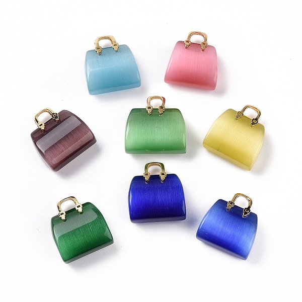 PandaHall Cat Eye Pendants, with Golden Plated Brass Findings, Ba, Mixed Color, 27.5x25x12mm, Hole: 6.5x5mm Cat Eye Bag Multicolor
PandaHall Cat Eye Pendants, with Golden Plated Brass Findings, Ba, Mixed Color, 27.5x25x12mm, Hole: 6.5x5mm Cat Eye Bag Multicolor
