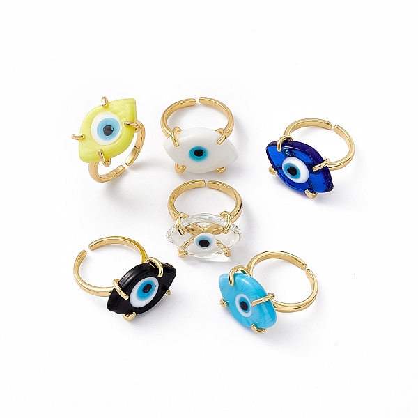 PandaHall Lampwork Oval with Evil Eye Open Cuff Ring, Real 18K Gold Plated Brass Lucky Jewelry for Women, Lead Free & Cadmium Free, Mixed..., Multicolor
PandaHall Lampwork Oval with Evil Eye Open Cuff Ring, Real 18K Gold Plated Brass Lucky Jewelry for Women, Lead Free & Cadmium Free, Mixed..., Multicolor