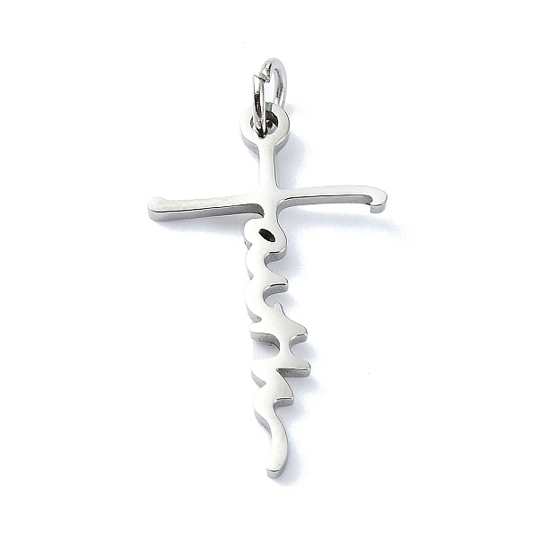 PandaHall 304 Stainless Steel Pendants, with Jump Rings, Laser Cut, Cross with Word Faith Charm, Stainless Steel Color, 24.5x14.5x1mm, Hole...
PandaHall 304 Stainless Steel Pendants, with Jump Rings, Laser Cut, Cross with Word Faith Charm, Stainless Steel Color, 24.5x14.5x1mm, Hole...