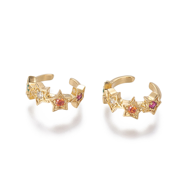PandaHall Brass Cubic Zirconia Cuff Earrings, Star, Golden, 10x2~5.5mm Cubic Zirconia
PandaHall Brass Cubic Zirconia Cuff Earrings, Star, Golden, 10x2~5.5mm Cubic Zirconia
