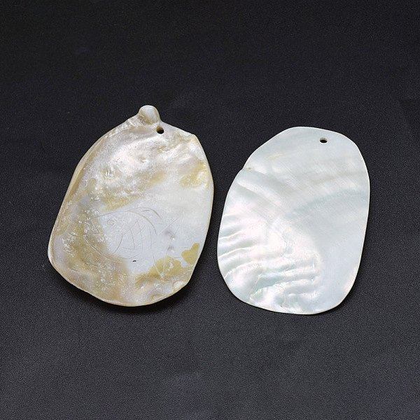 PandaHall Freshwater Shell Pendants, Nugget with Fish, 47~60x32~41x2~5mm, Hole: 2mm Freshwater Shell Nuggets
PandaHall Freshwater Shell Pendants, Nugget with Fish, 47~60x32~41x2~5mm, Hole: 2mm Freshwater Shell Nuggets