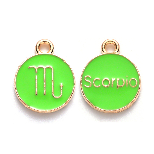PandaHall Alloy Enamel Pendants, Cadmium Free & Lead Free, Flat Round with Constellation, Light Gold, Pale Green, Scorpio, 15x12x2mm, Hole...
PandaHall Alloy Enamel Pendants, Cadmium Free & Lead Free, Flat Round with Constellation, Light Gold, Pale Green, Scorpio, 15x12x2mm, Hole...
