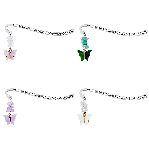 PandaHall 4Pcs 4 Style Acrylic Butterfly Pendant Bookmarks with Natural Gemstone Chips, Alloy Hook Bookmarks, Antique Silver, 110mm...
PandaHall 4Pcs 4 Style Acrylic Butterfly Pendant Bookmarks with Natural Gemstone Chips, Alloy Hook Bookmarks, Antique Silver, 110mm...