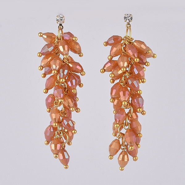PandaHall Electroplate Glass Cluster Beads Dangle Stud Earrings, with Brass Cubic Zirconia Stud Earring Findings and Ear Nuts, Earring Backs..., Red
PandaHall Electroplate Glass Cluster Beads Dangle Stud Earrings, with Brass Cubic Zirconia Stud Earring Findings and Ear Nuts, Earring Backs..., Red