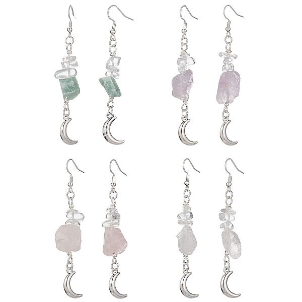 PandaHall Natural Mixed Gemstone Chips Dangle Earrings, Tibetan Style Crescent Alloy Long Drop Earrings, 68~75x12.5~16mm Mixed Stone Moon
PandaHall Natural Mixed Gemstone Chips Dangle Earrings, Tibetan Style Crescent Alloy Long Drop Earrings, 68~75x12.5~16mm Mixed Stone Moon