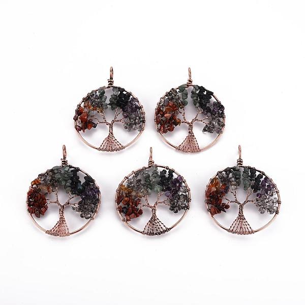 PandaHall Natural Green Aventurine & Red Aventurine & Quartz Crystal Chips Big Pendants, with Red Copper Plated Brass Findings, Flat Round...
PandaHall Natural Green Aventurine & Red Aventurine & Quartz Crystal Chips Big Pendants, with Red Copper Plated Brass Findings, Flat Round...