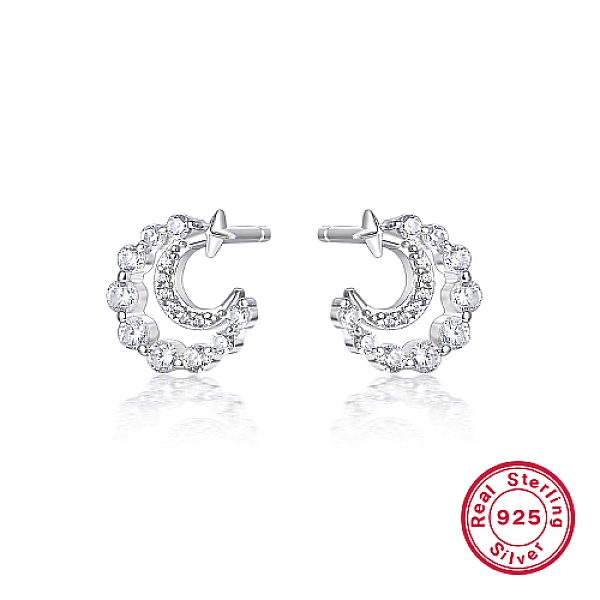 PandaHall Rhodium Plated 925 Sterling Silver Stud Earring, with Clear Cubic Zirconia, Moon, 10mm Sterling Silver Moon
PandaHall Rhodium Plated 925 Sterling Silver Stud Earring, with Clear Cubic Zirconia, Moon, 10mm Sterling Silver Moon