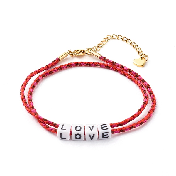 PandaHall Two Loops Cotton Cord Warp Bracelets, with Cube Acrylic Beads, Word Love, Red, 15-3/8 inch(39cm) Acrylic Red
PandaHall Two Loops Cotton Cord Warp Bracelets, with Cube Acrylic Beads, Word Love, Red, 15-3/8 inch(39cm) Acrylic Red
