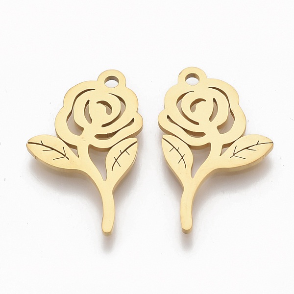 PandaHall Valentine's Day Theme, 201 Stainless Steel Pendants, Flower/Rose, Golden, 19x12x1mm, Hole: 1.4mm 201 Stainless Steel Flower
PandaHall Valentine's Day Theme, 201 Stainless Steel Pendants, Flower/Rose, Golden, 19x12x1mm, Hole: 1.4mm 201 Stainless Steel Flower