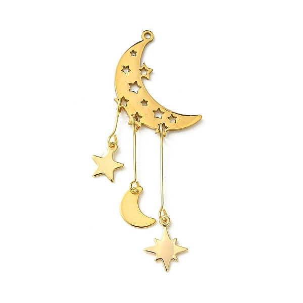PandaHall Stainless Steel Pendants, with Brass Charms, Moon, 62.5x22x1mm, Hole: 1.5mm Stainless Steel Moon
PandaHall Stainless Steel Pendants, with Brass Charms, Moon, 62.5x22x1mm, Hole: 1.5mm Stainless Steel Moon