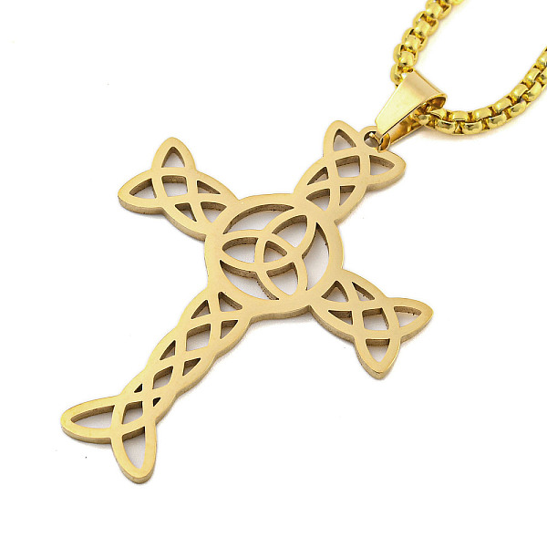 PandaHall 201 Stainless Steel Pendant Necklaces, Box Chain Necklaces, Trinity Knot Cross, Real 18K Gold Plated, 24.02 inch(61cm) 201...
PandaHall 201 Stainless Steel Pendant Necklaces, Box Chain Necklaces, Trinity Knot Cross, Real 18K Gold Plated, 24.02 inch(61cm) 201...