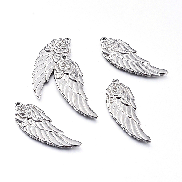 PandaHall 304 Stainless Steel Pendants, Wing with Rose, Stainless Steel Color, 36.5x15x2.5mm, Hole: 1.5mm 304 Stainless Steel Wing
PandaHall 304 Stainless Steel Pendants, Wing with Rose, Stainless Steel Color, 36.5x15x2.5mm, Hole: 1.5mm 304 Stainless Steel Wing