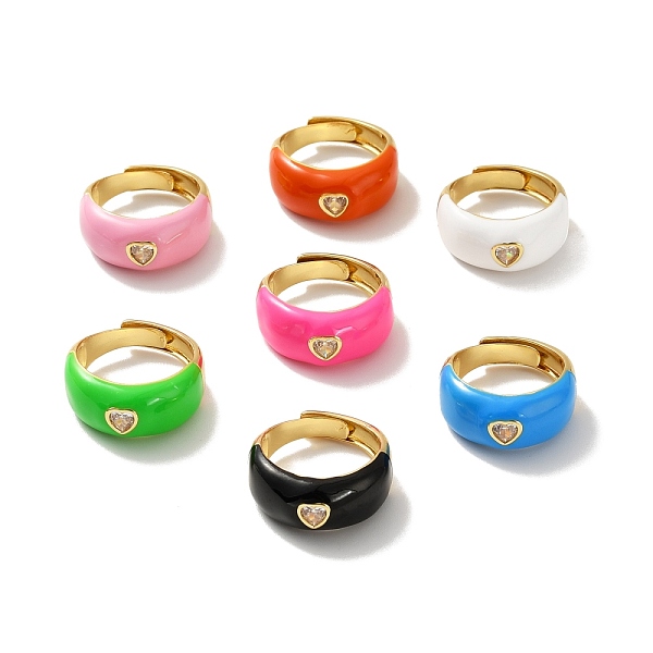 PandaHall Clear Cubic Zirconia Heart Adjustable Ring with Enamel, Real 18K Gold Plated Brass Chunky Ring for Women, Cadmium Free & Lead Free..., Multicolor
PandaHall Clear Cubic Zirconia Heart Adjustable Ring with Enamel, Real 18K Gold Plated Brass Chunky Ring for Women, Cadmium Free & Lead Free..., Multicolor