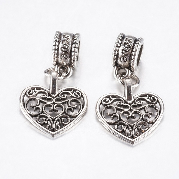 PandaHall Tibetan Style Alloy European Dangle Charms, Large Hole Pendants, Hollow Heart, Antique Silver, 28mm, Pendant: 16.5x15x1.5mm, Hole...
PandaHall Tibetan Style Alloy European Dangle Charms, Large Hole Pendants, Hollow Heart, Antique Silver, 28mm, Pendant: 16.5x15x1.5mm, Hole...