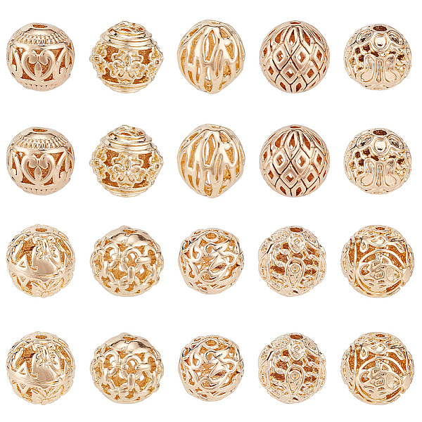 PandaHall 20Pcs 10 Style Brass Hollow Round Beads, Champagne Gold, 7~8x7~8mm, Hole: 0.9~1.5mm, 2pcs/style Brass Round
PandaHall 20Pcs 10 Style Brass Hollow Round Beads, Champagne Gold, 7~8x7~8mm, Hole: 0.9~1.5mm, 2pcs/style Brass Round