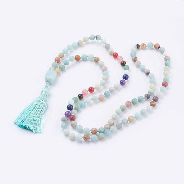 PandaHall Natural Flower Amazonite Tassel Pendant Necklaces, with Gemstone Beads, Chakra Necklaces, 40.5 inch(103cm) Flower Amazonite
PandaHall Natural Flower Amazonite Tassel Pendant Necklaces, with Gemstone Beads, Chakra Necklaces, 40.5 inch(103cm) Flower Amazonite