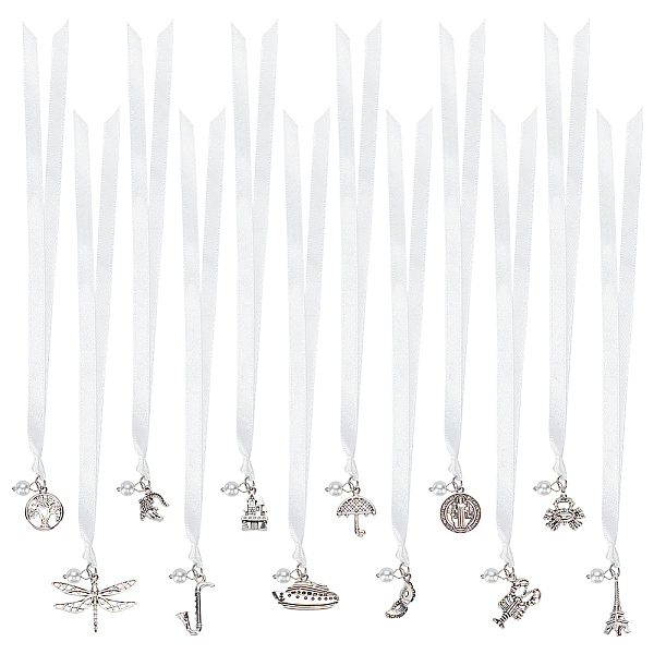 PandaHall 12Pcs 12 Style Wedding Cake Charms for Bridesmaids, Single Face Satin with Alloy Charms, Saint Benedict Medal & Dragonfly & Crab &..., White
PandaHall 12Pcs 12 Style Wedding Cake Charms for Bridesmaids, Single Face Satin with Alloy Charms, Saint Benedict Medal & Dragonfly & Crab &..., White