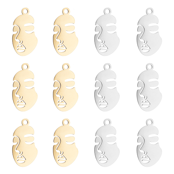 PandaHall Unicraftale 12Pcs 2 Colors 304 Stainless Steel Pendants, Abstract Face, Golden & Stainless Steel Color, 24x13x1mm, Hole: 2mm...
PandaHall Unicraftale 12Pcs 2 Colors 304 Stainless Steel Pendants, Abstract Face, Golden & Stainless Steel Color, 24x13x1mm, Hole: 2mm...