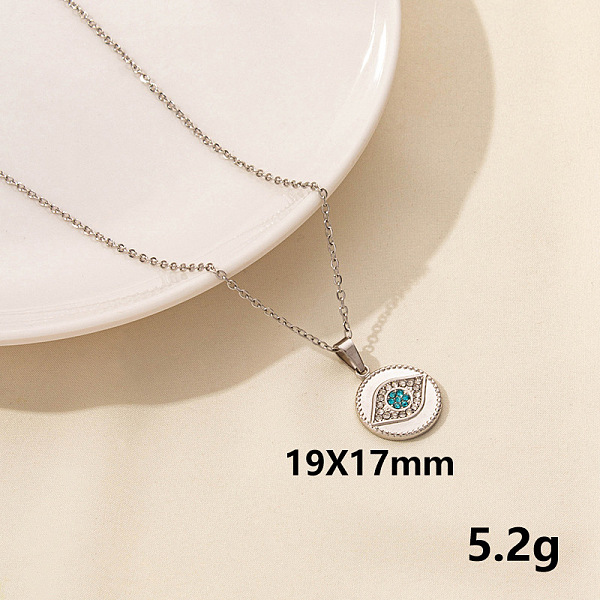 PandaHall Stylish Stainless Steel Rhinestones Flat Round with Evil Eye Pendant Necklace, Hip-hop Street Fashion Stainless Steel Flat Round
PandaHall Stylish Stainless Steel Rhinestones Flat Round with Evil Eye Pendant Necklace, Hip-hop Street Fashion Stainless Steel Flat Round