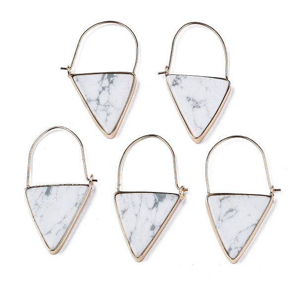 PandaHall Synthetic Howlite Triangle Dangle Hoop Earrings, Brass Drop Earrings for Women, Light Gold, 43~45x23~26x3.5mm, Pin: 0.8mm Howlite...
PandaHall Synthetic Howlite Triangle Dangle Hoop Earrings, Brass Drop Earrings for Women, Light Gold, 43~45x23~26x3.5mm, Pin: 0.8mm Howlite...