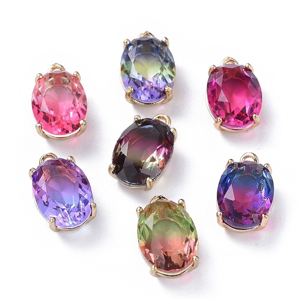 PandaHall Glass Pendants, with Brass Findings, Faceted, Oval, Golden, Mixed Color, 17x10x7mm, Hole: 1.5mm Brass+Glass Others Multicolor
PandaHall Glass Pendants, with Brass Findings, Faceted, Oval, Golden, Mixed Color, 17x10x7mm, Hole: 1.5mm Brass+Glass Others Multicolor