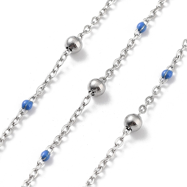 PandaHall 304 Stainless Steel Cable Chain, with Enamel, Soldered, Royal Blue, Beads: 3.5~3.6x3.5mm, Link: 5x2x2mm and 2x1.5x0.3mm 304...
PandaHall 304 Stainless Steel Cable Chain, with Enamel, Soldered, Royal Blue, Beads: 3.5~3.6x3.5mm, Link: 5x2x2mm and 2x1.5x0.3mm 304...