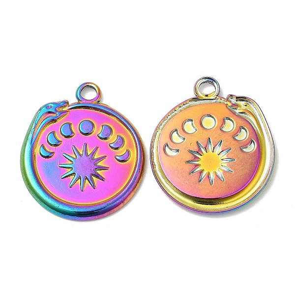 PandaHall 304 Stainless Steel Pendants, Flat Round with Snake & Moon Phases Charm, Rainbow Color, 23x20.5x2mm, Hole: 2mm 304 Stainless Steel...
PandaHall 304 Stainless Steel Pendants, Flat Round with Snake & Moon Phases Charm, Rainbow Color, 23x20.5x2mm, Hole: 2mm 304 Stainless Steel...