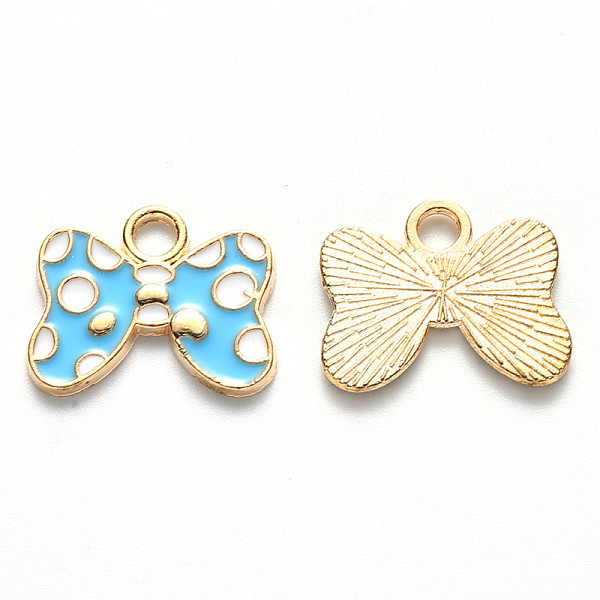 PandaHall Alloy Enamel Pendants, Bowknot, Light Gold, Light Sky Blue, 14.5x18.5x1.5mm, Hole: 3mm Alloy+Enamel Bowknot Blue
PandaHall Alloy Enamel Pendants, Bowknot, Light Gold, Light Sky Blue, 14.5x18.5x1.5mm, Hole: 3mm Alloy+Enamel Bowknot Blue