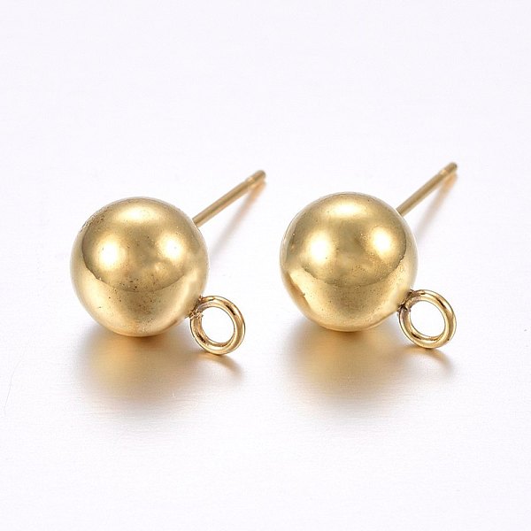PandaHall 304 Stainless Steel Ball Stud Earring Findings, with Loop, Round, Golden, 20x8mm, Hole: 2mm 304 Stainless Steel Round
PandaHall 304 Stainless Steel Ball Stud Earring Findings, with Loop, Round, Golden, 20x8mm, Hole: 2mm 304 Stainless Steel Round