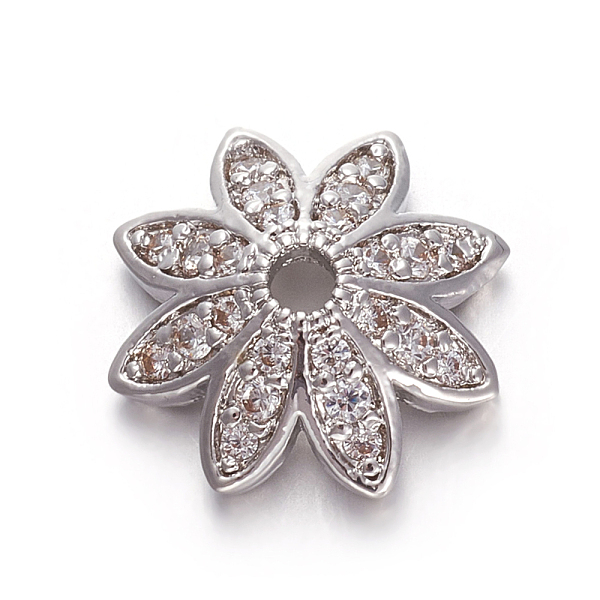 PandaHall Brass Micro Pave Cubic Zirconia Bead Cap, 8-Petal, Flower, Clear, Platinum, 12x12x4mm, Hole: 1.8mm Brass+Cubic Zirconia Clear
PandaHall Brass Micro Pave Cubic Zirconia Bead Cap, 8-Petal, Flower, Clear, Platinum, 12x12x4mm, Hole: 1.8mm Brass+Cubic Zirconia Clear