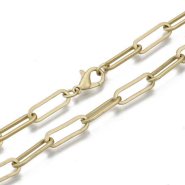 PandaHall Brass Paperclip Chains, Drawn Elongated Cable Chains Necklace Making, with Lobster Claw Clasps, Matte Gold Color, 17.71 inch(45cm)...
PandaHall Brass Paperclip Chains, Drawn Elongated Cable Chains Necklace Making, with Lobster Claw Clasps, Matte Gold Color, 17.71 inch(45cm)...