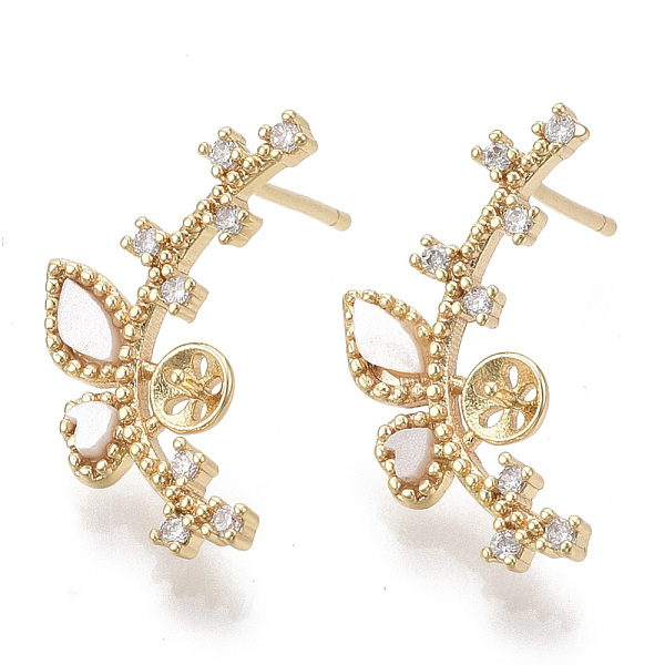 PandaHall Brass Micro Pave Clear Cubic Zirconia Stud Earring Findings, with Acrylic, Real 18K Gold Plated, For Half Drilled Beads, Nickel...
PandaHall Brass Micro Pave Clear Cubic Zirconia Stud Earring Findings, with Acrylic, Real 18K Gold Plated, For Half Drilled Beads, Nickel...