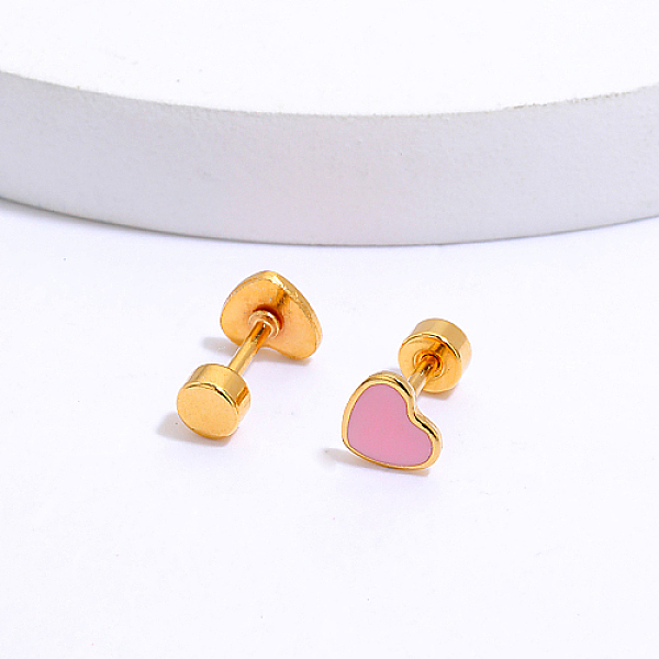 PandaHall Heart Stainless Steel Stud Earring, with Enamel, Real 18K Gold Plated, Flamingo, 6x6mm Stainless Steel Heart Pink
PandaHall Heart Stainless Steel Stud Earring, with Enamel, Real 18K Gold Plated, Flamingo, 6x6mm Stainless Steel Heart Pink