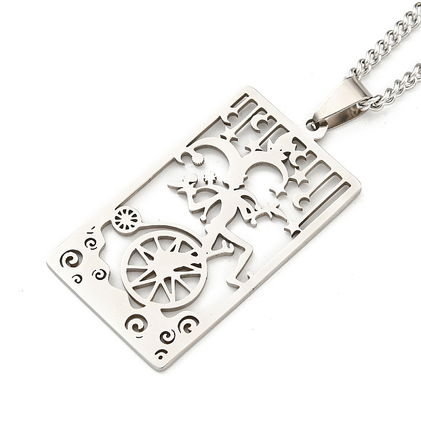 PandaHall 304 Stainless Steel Pendant Necklaces, with Curb Chain, Rectangle with Tarot, Stainless Steel Color, 23.35~23.50 inch(59.3~59.7cm)...
PandaHall 304 Stainless Steel Pendant Necklaces, with Curb Chain, Rectangle with Tarot, Stainless Steel Color, 23.35~23.50 inch(59.3~59.7cm)...