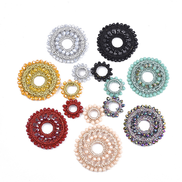 PandaHall Glass Woven Pendants, Polyester Thread Covered with Brass Findings, Flat Round, Mixed Color, 43~45x6~8mm, 21~24x4mm Brass+Glass..., Multicolor
PandaHall Glass Woven Pendants, Polyester Thread Covered with Brass Findings, Flat Round, Mixed Color, 43~45x6~8mm, 21~24x4mm Brass+Glass..., Multicolor