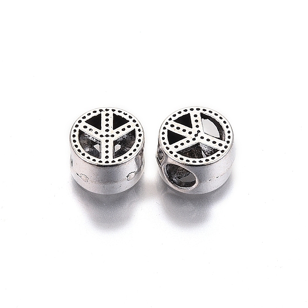 PandaHall Tibetan Style Alloy European Beads, Large Hole Beads, Cadmium Free & Lead Free, Flat Round with Peace Sign, Antique Silver...
PandaHall Tibetan Style Alloy European Beads, Large Hole Beads, Cadmium Free & Lead Free, Flat Round with Peace Sign, Antique Silver...