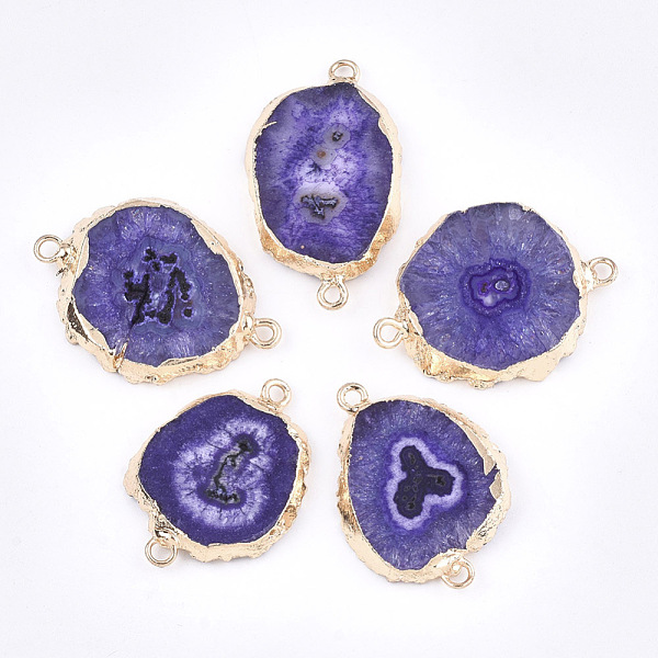 PandaHall Electroplate Natural Druzy Agate Links connectors, with Iron Findings, Dyed, Golden, Blue Violet, 30~45x15~35x3~7.5mm, Hole: 2mm..., Purple
PandaHall Electroplate Natural Druzy Agate Links connectors, with Iron Findings, Dyed, Golden, Blue Violet, 30~45x15~35x3~7.5mm, Hole: 2mm..., Purple