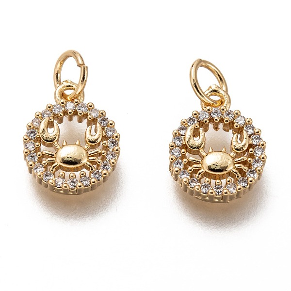 PandaHall Brass Micro Pave Clear Cubic Zirconia Charms, Long-Lasting Plated, with Jump Ring, Flat Round with Crab, Golden, 12x9x2.5mm, Jump...
PandaHall Brass Micro Pave Clear Cubic Zirconia Charms, Long-Lasting Plated, with Jump Ring, Flat Round with Crab, Golden, 12x9x2.5mm, Jump...