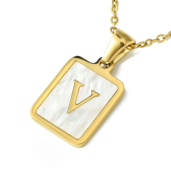 PandaHall Ion Plating(IP) Rectangle with Initial Letter 304 Stainless Steel Pendant Necklace, white Shell, Real 18K Gold Plated, Letter V...
PandaHall Ion Plating(IP) Rectangle with Initial Letter 304 Stainless Steel Pendant Necklace, white Shell, Real 18K Gold Plated, Letter V...