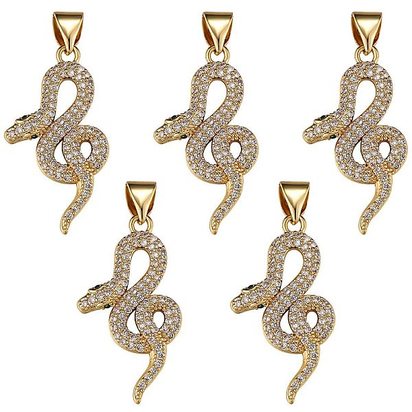 PandaHall 5Pcs Brass Micro Pave Clear Cubic Zirconia Pendants, Snake, Real 18K Gold Plated, 25x14x3mm, Hole: 4.5x3mm Brass+Cubic Zirconia...
PandaHall 5Pcs Brass Micro Pave Clear Cubic Zirconia Pendants, Snake, Real 18K Gold Plated, 25x14x3mm, Hole: 4.5x3mm Brass+Cubic Zirconia...