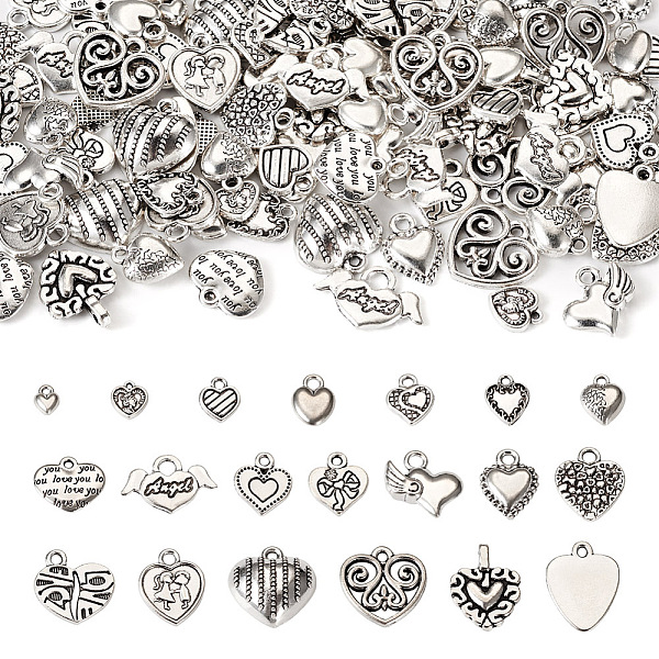 PandaHall 100Pcs 20 Styles Tibetan Style Alloy Pendants, Heart, Antique Silver, 8~17x6~19x1.5~5.5mm, Hole: 1~3mm, 5pcs/style Alloy Heart
PandaHall 100Pcs 20 Styles Tibetan Style Alloy Pendants, Heart, Antique Silver, 8~17x6~19x1.5~5.5mm, Hole: 1~3mm, 5pcs/style Alloy Heart