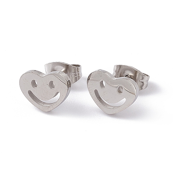 PandaHall 304 Stainless Steel Tiny Hollow Out Heart with Smiling Face Stud Earrings for Women, Stainless Steel Color, 7x10mm, Pin: 0.7mm 304...
PandaHall 304 Stainless Steel Tiny Hollow Out Heart with Smiling Face Stud Earrings for Women, Stainless Steel Color, 7x10mm, Pin: 0.7mm 304...