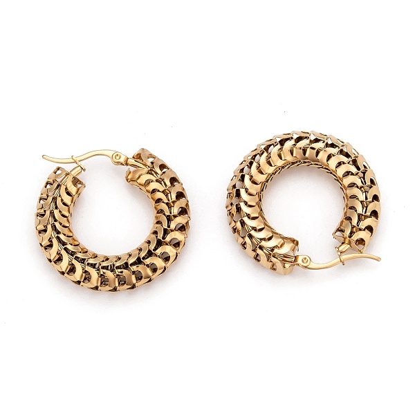 PandaHall 304 Stainless Steel Mesh Hoop Earrings, Hypoallergenic Earrings, Hollow Ring, Golden, 34x8mm, Pin: 0.8x1mm 304 Stainless Steel...
PandaHall 304 Stainless Steel Mesh Hoop Earrings, Hypoallergenic Earrings, Hollow Ring, Golden, 34x8mm, Pin: 0.8x1mm 304 Stainless Steel...