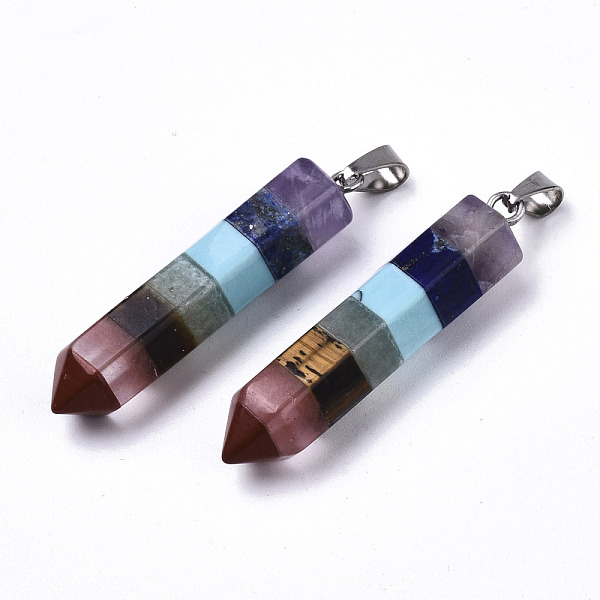 PandaHall Assembled Gemstone Pendants, Red Jasper & Watermelon Stone & Tiger Eye & Green Aventurine & Synthetic Turquoise & Lapis Lazuli &...
PandaHall Assembled Gemstone Pendants, Red Jasper & Watermelon Stone & Tiger Eye & Green Aventurine & Synthetic Turquoise & Lapis Lazuli &...